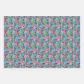 Preppy Pink Aquamarin Navy Blue Ananas Geschenkpapier Set (Vorderseite 2)