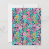 Preppy Pink Aquamarin Navy Blue Ananas Monogramm Mitteilungskarte (Rückseite)