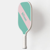 Preppy Pink auf Green Pickleball Paddel mit Name Schläger (Links)
