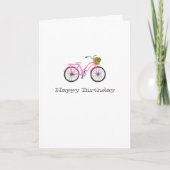 Preppy Pink Bicycle Happy Geburtstag NAME Blume Karte (Vorderseite)