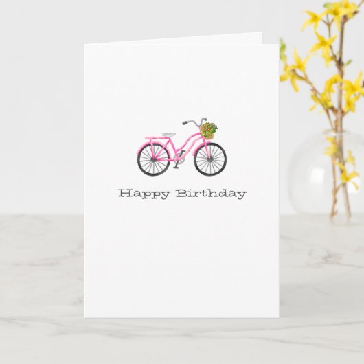 Preppy Pink Bicycle Happy Geburtstag NAME Blume Karte (Gelbe Blume)
