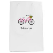 Preppy Pink Bicycle NAME Blume Aktionskorb Sommers Mittlere Geschenktüte (Vorderseite)