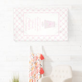 Preppy Pink Birthday Cake Erster Geburtstag Banner (Insitu)