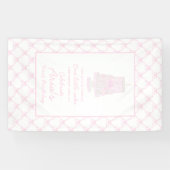 Preppy Pink Birthday Cake Erster Geburtstag Banner (Horizontal)