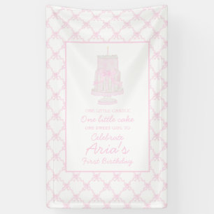 Preppy Pink Birthday Cake Erster Geburtstag Banner