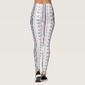 Preppy Pink Blue Coquette Bows Stripes Trendy Leggings (Rückseite)