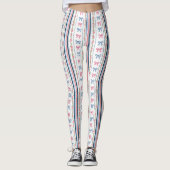 Preppy Pink Blue Coquette Bows Stripes Trendy Leggings (Vorderseite)