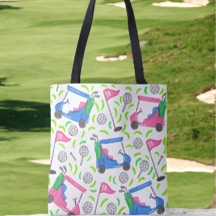 Preppy Pink & Blue Golf Cart Muster Golferin Tasche