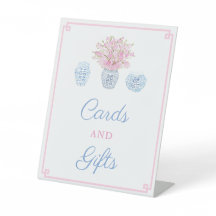 Preppy Pink Blue Polterabend Karten und Geschenke