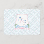 Preppy Pink Blue Wedding Wappen UAWG Begleitkarte (Rückseite)