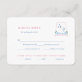 Preppy Pink Blue Wedding Wappen UAWG Begleitkarte (Vorderseite)