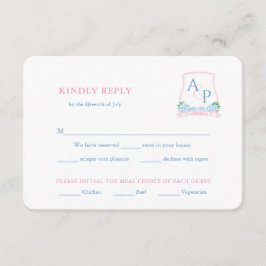 Preppy Pink Blue Wedding Wappen UAWG Begleitkarte