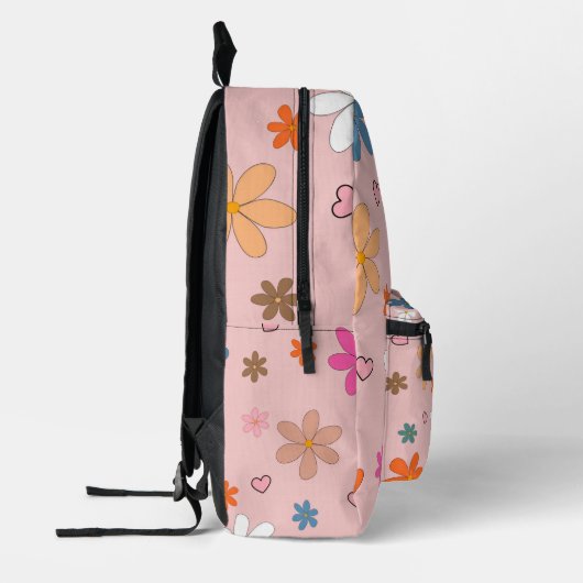 Preppy Pink Blume Herz Y2K Muster Bedruckter Rucksack (Links)