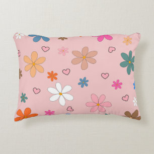 Preppy Pink Blume Herz Y2K Muster Dekokissen