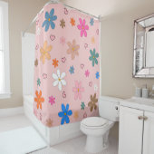 Preppy Pink Blume Herz Y2K Muster Duschvorhang (Beispiel)
