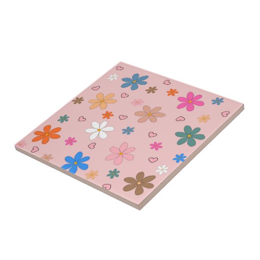 Preppy Pink Blume Herz Y2K Muster Fliese (Seite)