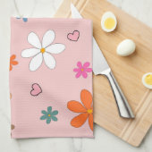 Preppy Pink Blume Herz Y2K Muster Geschirrtuch (Viertel Falte)