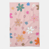 Preppy Pink Blume Herz Y2K Muster Geschirrtuch (Vertikal)