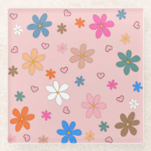 Preppy Pink Blume Herz Y2K Muster