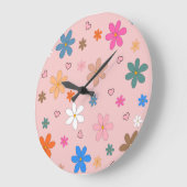 Preppy Pink Blume Herz Y2K Muster Große Wanduhr (Winkel)