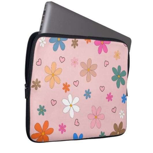 Preppy Pink Blume Herz Y2K Muster Laptopschutzhülle (Vorne Rechts)