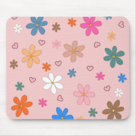 Preppy Pink Blume Herz Y2K Muster Mousepad