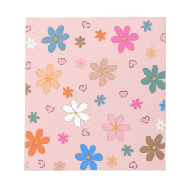 Preppy Pink Blume Herz Y2K Muster Notizblock