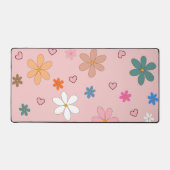 Preppy Pink Blume Herz Y2K Muster Schreibtischunterlage (Vorderseite)