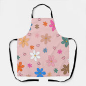 Preppy Pink Blume Herz Y2K Muster Schürze (Vorderseite)