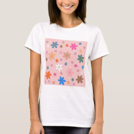 Preppy Pink Blume Herz Y2K Muster T-Shirt