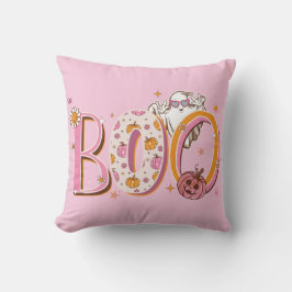 Preppy Pink Boo Pumpkin Halloween Kissen