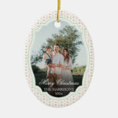 Preppy Pink Bow Christmas Nutcracker 2 Photos Keramik Ornament (Vorne)