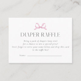 Preppy Pink Bow Diaper Raffekarte Visitenkarte