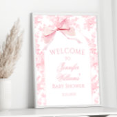 Preppy Pink Bow Floral Baby Girl Dusche Willkommen Poster