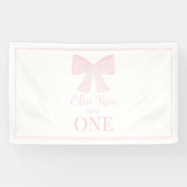 Preppy Pink Bow Grandmillennial erster Geburtstag Banner