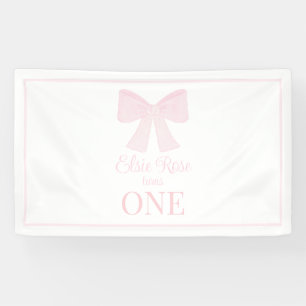 Preppy Pink Bow Grandmillennial erster Geburtstag Banner