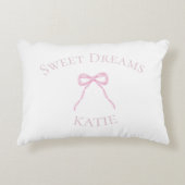 Preppy Pink Bow Sweet Dreams Dekokissen (Vorderseite)