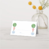 Preppy Pink Bow Topiary Girl Babydusche Brunch Pl Platzkarte (Vorderseite)