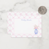 Preppy Pink bow trellis Personalisiert Stationery Mitteilungskarte (Vorderseite/Rückseite Beispiel)