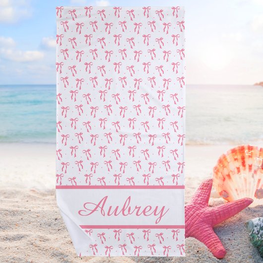 Preppy Pink Bow Trendy Summer Strandtuch
