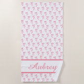 Preppy Pink Bow Trendy Summer Strandtuch (Vorderseite)