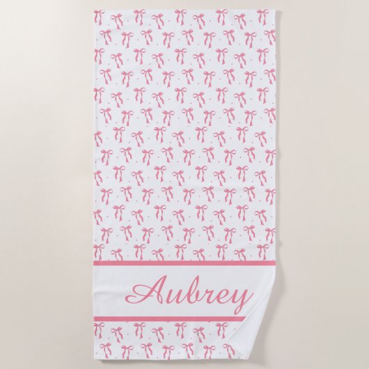 Preppy Pink Bow Trendy Summer Strandtuch (Vorderseite)