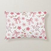 Preppy Pink Bow und Blume Dekokissen (Vorderseite)