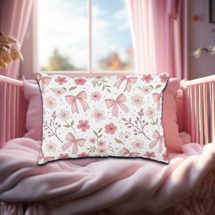 Preppy Pink Bow und Blume Dekokissen