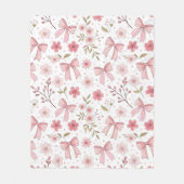 Preppy Pink Bow und Blume Fleecedecke (Vorderseite)