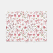 Preppy Pink Bow und Blume Fleecedecke (Vorderseite (Horizontal))