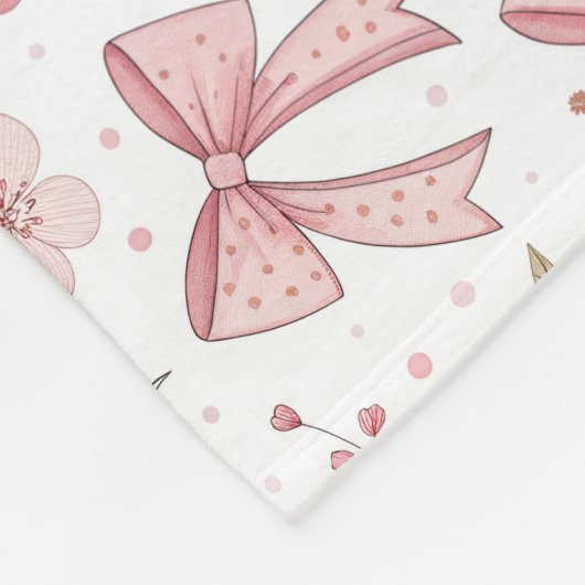 Preppy Pink Bow und Blume Fleecedecke (Ecke)