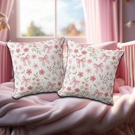 Preppy Pink Bow und Blume Kissen