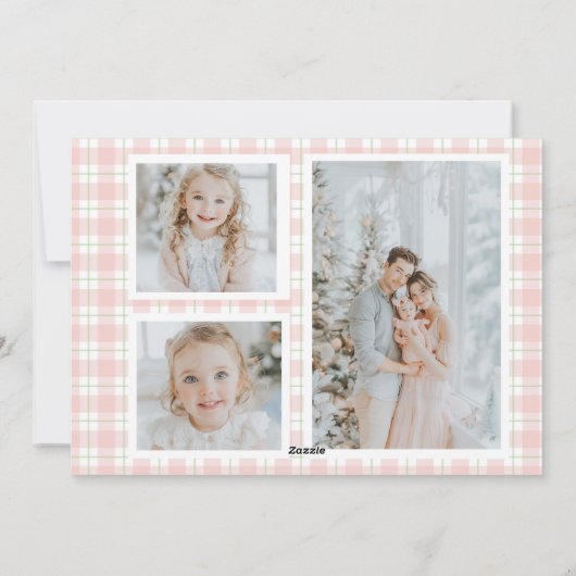 Preppy Pink Bow Wreath Karierte Weihnachten (Rückseite)