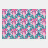 Preppy Pink Bows and Garland Weihnachten Geschenkpapier Set (Vorderseite)